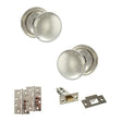 Quality image of Old English Harrogate Door Knob Pack (Latch Set - 3" HD Latch, 4" Slim Knuckle Hinges x2) - Polished Nickel | Sku. adpoe58mmkpn58 | available from Trade Door Handles.