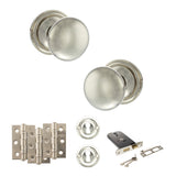 Quality image of Old English Harrogate Door Knob Pack (Lock Set - Horizontal Sashlock, 3" Fire Rated Hinges x3) - Polished Nickel | Sku. adpoe58mmkpn69 | available from Trade Door Handles.