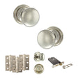 Quality image of Old English Harrogate Door Knob Pack (Lock Set - Horizontal Bathlock, 3" Fire Rated Hinges x3) - Polished Nickel | Sku. adpoe58mmkpn70 | available from Trade Door Handles.