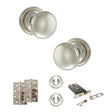 Quality image of Old English Harrogate Door Knob Pack (Lock Set - Horizontal Sashlock, 4" Slim Knuckle Hinges x2) - Polished Nickel | Sku. adpoe58mmkpn73 | available from Trade Door Handles.
