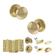 Quality image of Old English Harrogate Door Knob Pack (Bathroom Set - 3" Deadbolt, 4" Fire Rated Hinges x3) - Raw Brass | Sku. adpoe58mmkrb62 | available from Trade Door Handles.