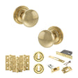 Quality image of Old English Harrogate Door Knob Pack (Lock Set - 3" Latch & Deadlock, 3" Fire Rated Hinges x3) - Raw Brass | Sku. adpoe58mmkrb66 | available from Trade Door Handles.