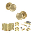 Quality image of Old English Harrogate Door Knob Pack (Lock Set - 3" Latch & Deadlock, 4" Fire Rated Hinges x3) - Raw Brass | Sku. adpoe58mmkrb67 | available from Trade Door Handles.