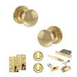 Quality image of Old English Harrogate Door Knob Pack (Lock Set - 3" Latch & Deadlock, 4" Slim Knuckle Hinges x2) - Raw Brass | Sku. adpoe58mmkrb68 | available from Trade Door Handles.