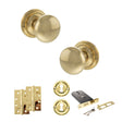 Quality image of Old English Harrogate Door Knob Pack (Lock Set - Horizontal Sashlock, 4" Slim Knuckle Hinges x2) - Raw Brass | Sku. adpoe58mmkrb73 | available from Trade Door Handles.