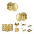 Quality image of Old English Harrogate Door Knob Pack (Bathroom Set - 4" Deadbolt, 3" Fire Rated Hinges x3) - Satin Brass | Sku. adpoe58mmksb61 | available from Trade Door Handles.