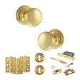 Quality image of Old English Harrogate Door Knob Pack (Lock Set - 3" Latch & Deadlock, 3" Fire Rated Hinges x3) - Satin Brass | Sku. adpoe58mmksb66 | available from Trade Door Handles.