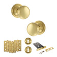 Quality image of Old English Harrogate Door Knob Pack (Lock Set - Horizontal Sashlock, 3" Fire Rated Hinges x3) - Satin Brass | Sku. adpoe58mmksb69 | available from Trade Door Handles.