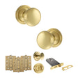Quality image of Old English Harrogate Door Knob Pack (Lock Set - Horizontal Bathlock, 4" Fire Rated Hinges x3) - Satin Brass | Sku. adpoe58mmksb72 | available from Trade Door Handles.