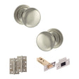 Quality image of Old English Harrogate Door Knob Pack (Latch Set - 4" HD Latch, 4" Slim Knuckle Hinges x2) - Satin Nickel | Sku. adpoe58mmksn59 | available from Trade Door Handles.
