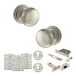 Quality image of Old English Harrogate Door Knob Pack (Lock Set - 3" Latch & Deadlock, 4" Fire Rated Hinges x3) - Satin Nickel | Sku. adpoe58mmksn67 | available from Trade Door Handles.