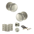 Quality image of Old English Harrogate Door Knob Pack (Lock Set - Horizontal Bathlock, 3" Fire Rated Hinges x3) - Satin Nickel | Sku. adpoe58mmksn70 | available from Trade Door Handles.