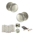 Quality image of Old English Harrogate Door Knob Pack (Lock Set - Horizontal Bathlock, 4" Fire Rated Hinges x3) - Satin Nickel | Sku. adpoe58mmksn72 | available from Trade Door Handles.