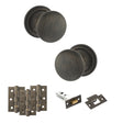 Quality image of Old English Harrogate Door Knob Pack (Latch Set - 4" HD Latch, 3" Fire Rated Hinges x3) - Urban Bronze | Sku. adpoe58mmkub55 | available from Trade Door Handles.