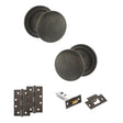 Quality image of Old English Harrogate Door Knob Pack (Latch Set - 4" HD Latch, 4" Slim Knuckle Hinges x2) - Urban Bronze | Sku. adpoe58mmkub59 | available from Trade Door Handles.