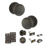 Quality image of Old English Harrogate Door Knob Pack (Bathroom Set - 3" Deadbolt, 4" Slim Knuckle Hinges x2) - Urban Bronze | Sku. adpoe58mmkub64 | available from Trade Door Handles.