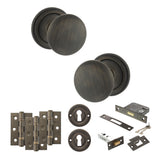 Quality image of Old English Harrogate Door Knob Pack (Lock Set - 3" Latch & Deadlock, 3" Fire Rated Hinges x3) - Urban Bronze | Sku. adpoe58mmkub66 | available from Trade Door Handles.