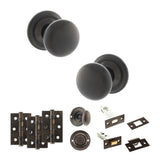 Quality image of Old English Harrogate Door Knob Pack (Bathroom Set - 4" Deadbolt, 3" Fire Rated Hinges x3) - Urban Dark Bronze | Sku. adpoe58mmkudb61 | available from Trade Door Handles.