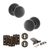 Quality image of Old English Harrogate Door Knob Pack (Lock Set - Horizontal Sashlock, 3" Fire Rated Hinges x3) - Urban Dark Bronze | Sku. adpoe58mmkudb69 | available from Trade Door Handles.
