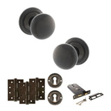 Quality image of Old English Harrogate Door Knob Pack (Lock Set - Horizontal Sashlock, 4" Fire Rated Hinges x3) - Urban Dark Bronze | Sku. adpoe58mmkudb71 | available from Trade Door Handles.