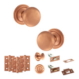 Quality image of Old English Harrogate Door Knob Pack (Bathroom Set - 3" Deadbolt, 3" Fire Rated Hinges x3) - Urban Satin Copper | Sku. adpoe58mmkusc60 | available from Trade Door Handles.