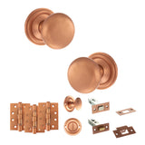 Quality image of Old English Harrogate Door Knob Pack (Bathroom Set - 3" Deadbolt, 4" Fire Rated Hinges x3) - Urban Satin Copper | Sku. adpoe58mmkusc62 | available from Trade Door Handles.