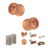 Quality image of Old English Harrogate Door Knob Pack (Bathroom Set - 3" Deadbolt, 4" Slim Knuckle Hinges x2) - Urban Satin Copper | Sku. adpoe58mmkusc64 | available from Trade Door Handles.