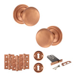 Quality image of Old English Harrogate Door Knob Pack (Lock Set - Horizontal Sashlock, 3" Fire Rated Hinges x3) - Urban Satin Copper | Sku. adpoe58mmkusc69 | available from Trade Door Handles.