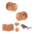 Quality image of Old English Harrogate Door Knob Pack (Lock Set - Horizontal Bathlock, 4" Fire Rated Hinges x3) - Urban Satin Copper | Sku. adpoe58mmkusc72 | available from Trade Door Handles.