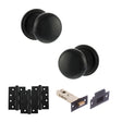 Quality image of Old English Harrogate Door Knob Pack (Latch Set - 3" HD Latch, 4" Fire Rated Hinges x3) - Matt Black | Sku. adpoe58mmkmb56 | available from Trade Door Handles.