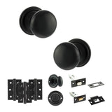 Quality image of Old English Harrogate Door Knob Pack (Bathroom Set - 3" Deadbolt, 3" Fire Rated Hinges x3) - Matt Black | Sku. adpoe58mmkmb60 | available from Trade Door Handles.