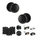 Quality image of Old English Harrogate Door Knob Pack (Bathroom Set - 4" Deadbolt, 4" Fire Rated Hinges x3) - Matt Black | Sku. adpoe58mmkmb63 | available from Trade Door Handles.