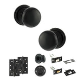 Quality image of Old English Harrogate Door Knob Pack (Bathroom Set - 3" Deadbolt, 4" Slim Knuckle Hinges x2) - Matt Black | Sku. adpoe58mmkmb64 | available from Trade Door Handles.