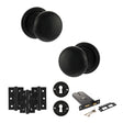 Quality image of Old English Harrogate Door Knob Pack (Lock Set - Horizontal Sashlock, 3" Fire Rated Hinges x3) - Matt Black | Sku. adpoe58mmkmb69 | available from Trade Door Handles.