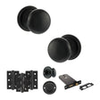 Quality image of Old English Harrogate Door Knob Pack (Lock Set - Horizontal Bathlock, 3" Fire Rated Hinges x3) - Matt Black | Sku. adpoe58mmkmb70 | available from Trade Door Handles.