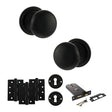 Quality image of Old English Harrogate Door Knob Pack (Lock Set - Horizontal Sashlock, 4" Fire Rated Hinges x3) - Matt Black | Sku. adpoe58mmkmb71 | available from Trade Door Handles.