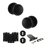 Quality image of Old English Harrogate Door Knob Pack (Lock Set - Horizontal Sashlock, 4" Fire Rated Hinges x3) - Matt Black | Sku. adpoe58mmkmb71 | available from Trade Door Handles.