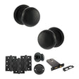 Quality image of Old English Harrogate Door Knob Pack (Lock Set - Horizontal Bathlock, 4" Fire Rated Hinges x3) - Matt Black | Sku. adpoe58mmkmb72 | available from Trade Door Handles.