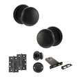 Quality image of Old English Harrogate Door Knob Pack (Lock Set - Horizontal Bathlock, 4" Slim Knuckle Hinges x2) - Matt Black | Sku. adpoe58mmkmb74 | available from Trade Door Handles.