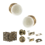 Quality image of Old English Skipton Door Knob Pack (Bathroom Set - 4" Deadbolt, 3" Fire Rated Hinges x3) - Antique Brass | Sku. adpoe59cmkcab61 | available from Trade Door Handles.