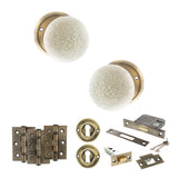 Quality image of Old English Skipton Door Knob Pack (Lock Set - 3" Latch & Deadlock, 3" Fire Rated Hinges x3) - Antique Brass | Sku. adpoe59cmkcab66 | available from Trade Door Handles.