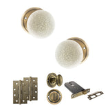 Quality image of Old English Skipton Door Knob Pack (Lock Set - Horizontal Bathlock, 4" Slim Knuckle Hinges x2) - Antique Brass | Sku. adpoe59cmkcab74 | available from Trade Door Handles.