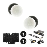 Quality image of Old English Skipton Door Knob Pack (Lock Set - 3" Latch & Deadlock, 4" Fire Rated Hinges x3) - Matt Black | Sku. adpoe59cmkwhmb67 | available from Trade Door Handles.