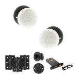 Quality image of Old English Skipton Door Knob Pack (Lock Set - Horizontal Bathlock, 3" Fire Rated Hinges x3) - Matt Black | Sku. adpoe59cmkwhmb70 | available from Trade Door Handles.