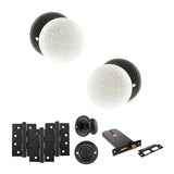 Quality image of Old English Skipton Door Knob Pack (Lock Set - Horizontal Bathlock, 4" Fire Rated Hinges x3) - Matt Black | Sku. adpoe59cmkwhmb72 | available from Trade Door Handles.
