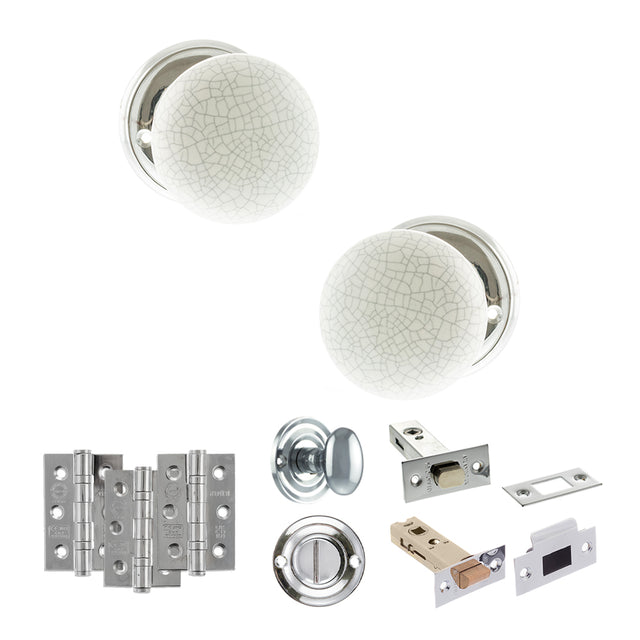 Quality image of Old English Skipton Door Knob Pack (Bathroom Set - 3" Deadbolt, 3" Fire Rated Hinges x3) - Polished Chrome | Sku. adpoe59cmkwhpc60 | available from Trade Door Handles.