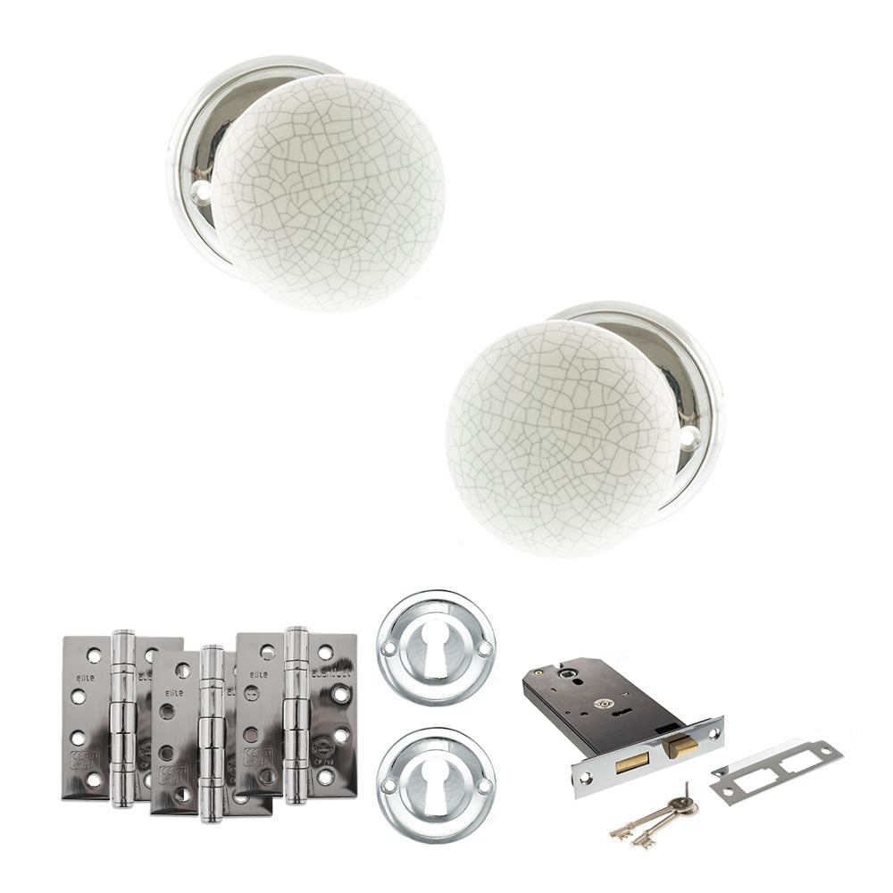 Quality image of Old English Skipton Door Knob Pack (Lock Set - Horizontal Sashlock, 4" Fire Rated Hinges x3) - Polished Chrome | Sku. adpoe59cmkwhpc71 | available from Trade Door Handles.