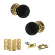 Quality image of Old English Whitby Door Knob Pack (Latch Set - 4" HD Latch, 3" Fire Rated Hinges x3) - Polished Brass | Sku. adpoe60rremkpb55 | available from Trade Door Handles.