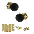Quality image of Old English Whitby Door Knob Pack (Latch Set - 4" HD Latch, 4" Fire Rated Hinges x3) - Polished Brass | Sku. adpoe60rremkpb57 | available from Trade Door Handles.
