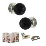 Quality image of Old English Whitby Door Knob Pack (Latch Set - 4" HD Latch, 4" Fire Rated Hinges x3) - Polished Nickel | Sku. adpoe60rremkpn57 | available from Trade Door Handles.